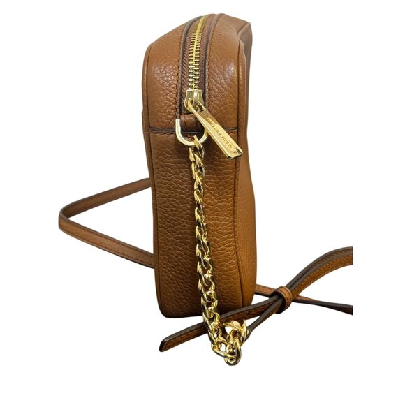 Michael Kors Brown Pebbled Leather Crossbody Bag With Gold Chain Straps - Picture 5 of 10